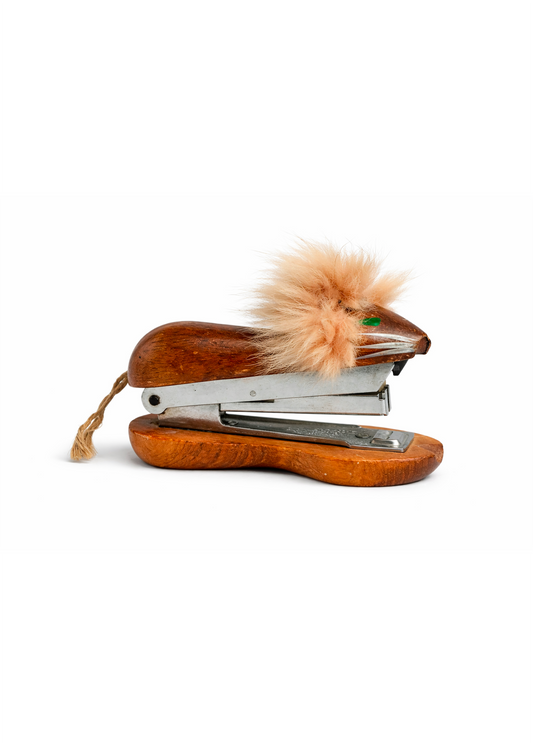 Vintage Wooden Lion Stapler, 1970s Japan